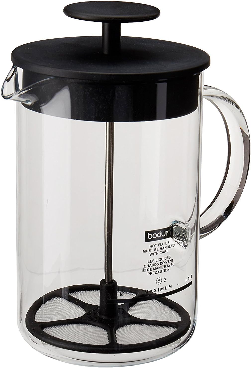 Milk Frother - Handmatige melkopschuimer, 8 oz, zwart, hittebestendig