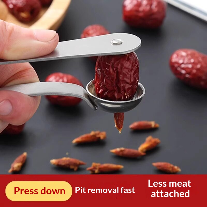 Kitchen Gadgets Usa - Roestvrijstalen Jujube-ontpitter, handmatige pitverwijderaar voor dadels,